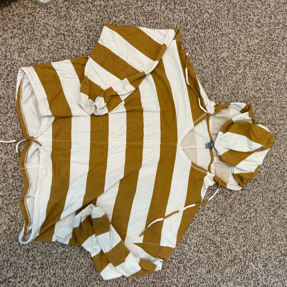 AE Striped Dark Mustard/Tan and White Hoodie